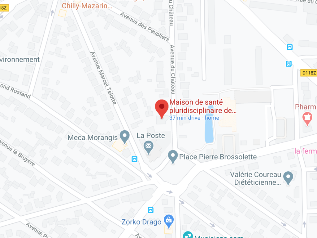Carte de Morangis avec emplacement de la maison de santé