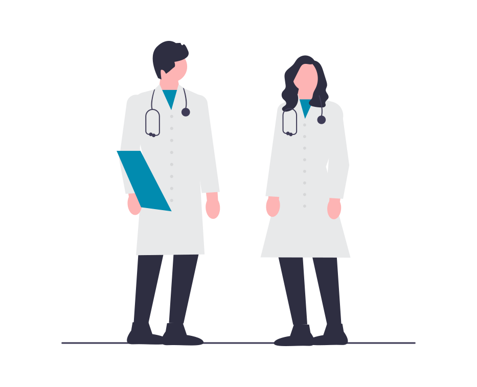 Illustration montrant une homme et une femme médecins généralistes