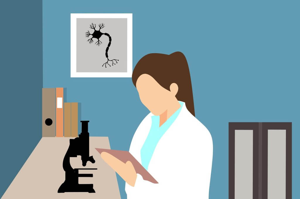 Illustration montrant une femme travaillant dans un laboratoire